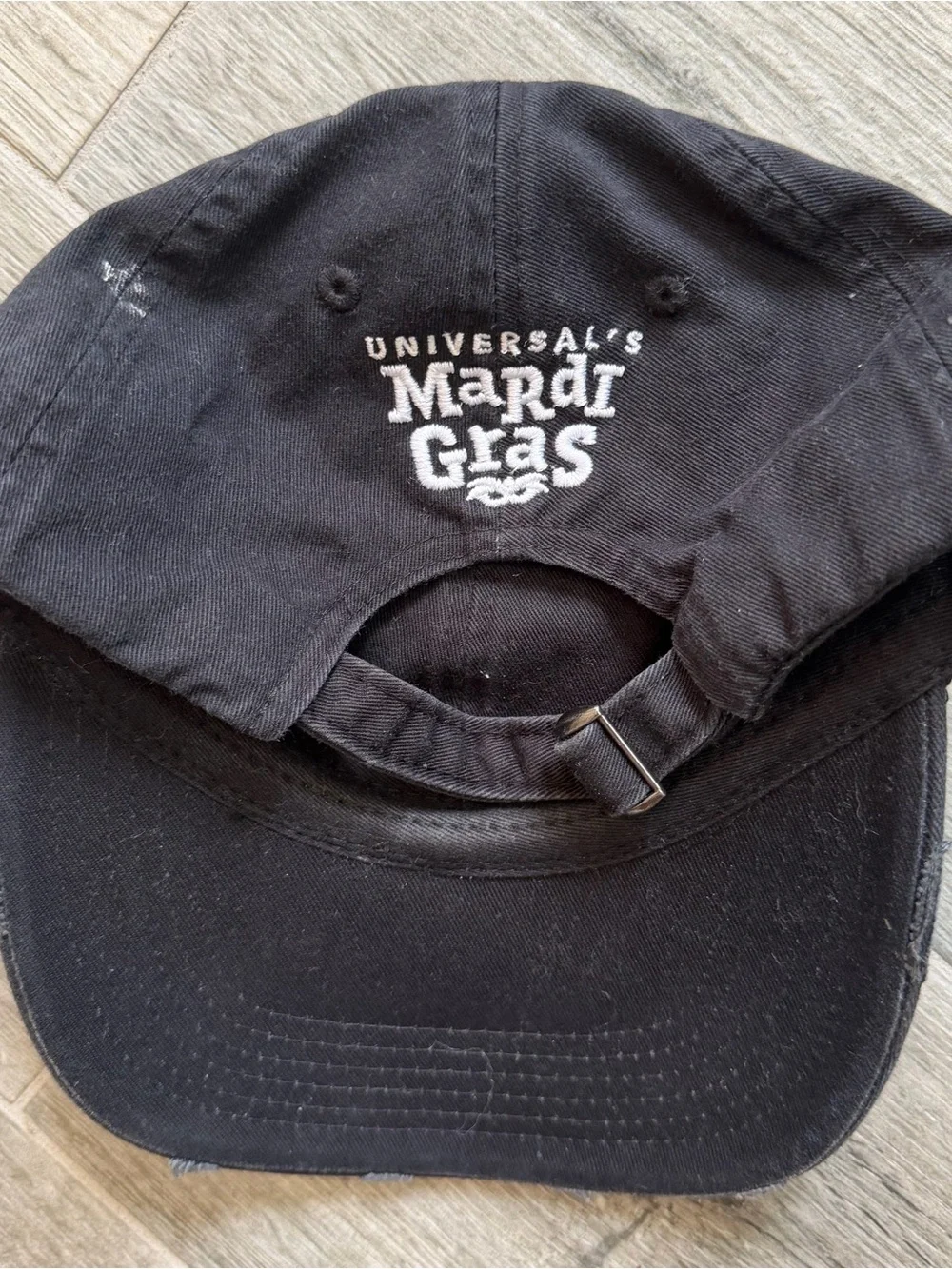 Universal Studios Mardi Gras Black Pink Distressed Hat Adjustable Grunge
